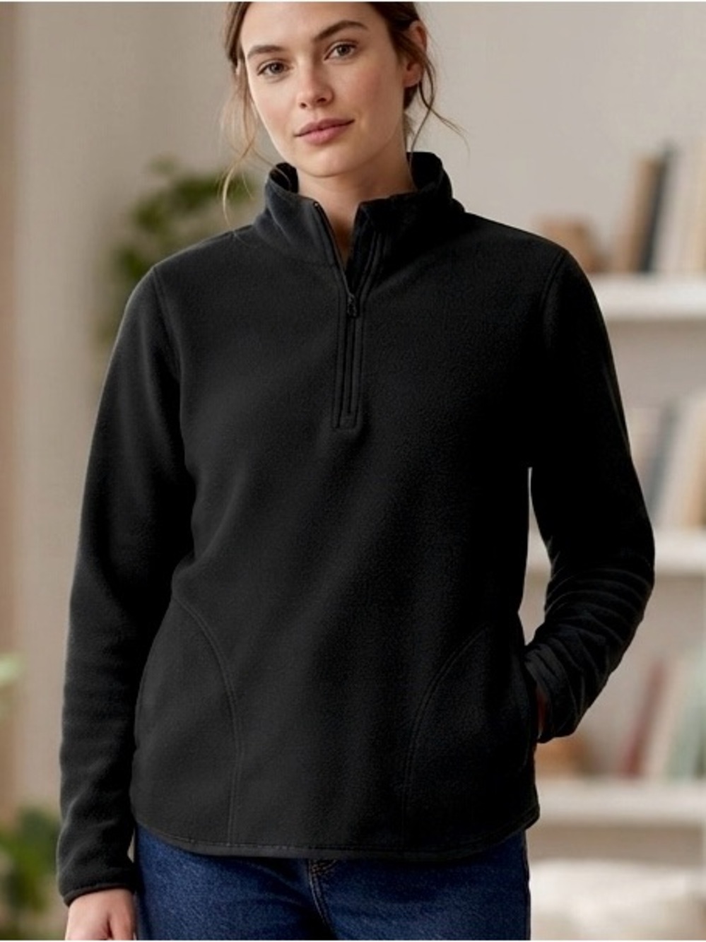 Primark Cares Black 1/4 Zip Fleece Pullover Size L